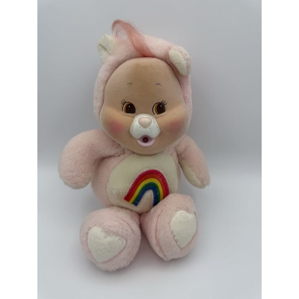 RARE Vintage 1986 Care Bear Cub Cheer Bear Plush Flocked Face 11" Kenner